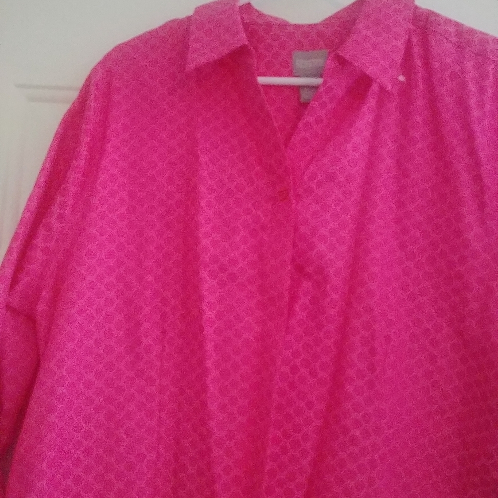 Chicos new button front 3/4 sleeves size3 Pink
